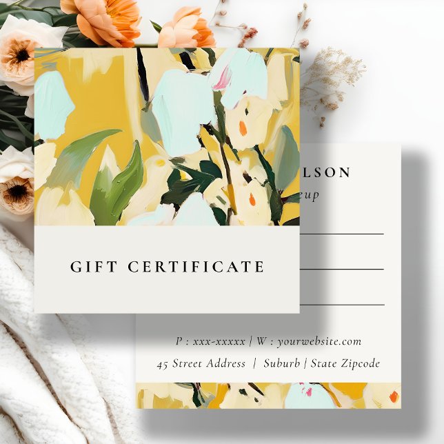Certificat cadeau Boho Yellow Ochre peint Floral (Créateur téléchargé)