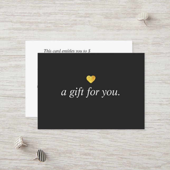 Certificat cadeau client Gold Heart moderne (Devant/Arrière en situation)