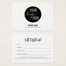 Certificat cadeau commercial minimaliste de logo p
