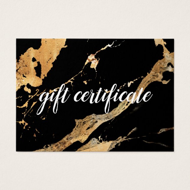 Certificat cadeau d'affaires en marbre noir et or (Devant)