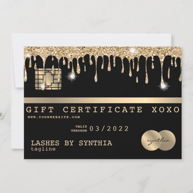 Certificat cadeau de carte de crédit Ajouter votre (Devant)