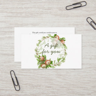 Certificat cadeau de couronne de pomme d'aquarelle