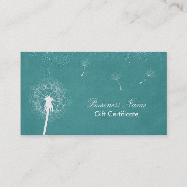 Certificat cadeau de Dandelion Turquoise élégant (Devant)