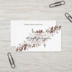 Certificat cadeau de fleurs d'aquarelle rose pâle