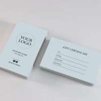 Certificat Cadeau de Logo d'Affaires Bleu Poussiér