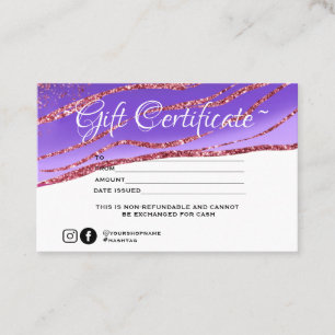 Certificat cadeau de parties scintillant or minima