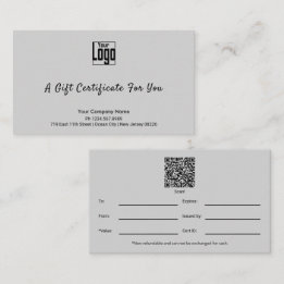 Certificat cadeau de petite entreprise sophistiqué