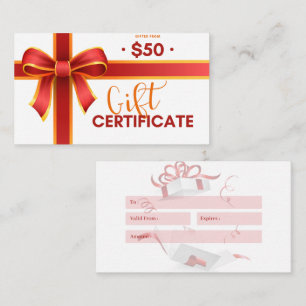 Certificat cadeau d'entreprise