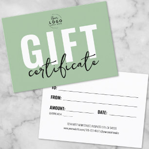 Certificat cadeau d'entreprise Sage Green
