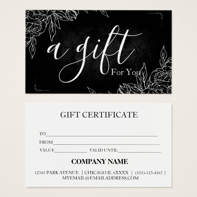 Certificat cadeau d'entreprise simple et moderne (Devant & derrière)