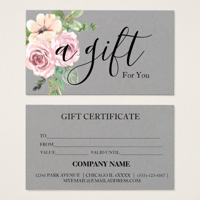 Certificat cadeau d'entreprise simple et moderne (Devant & derrière)