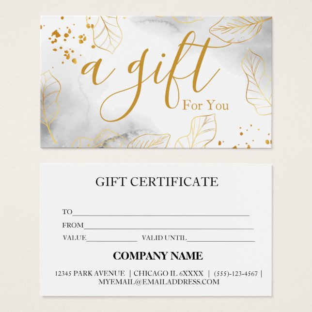 Certificat cadeau d'entreprise simple et moderne (Devant & derrière)
