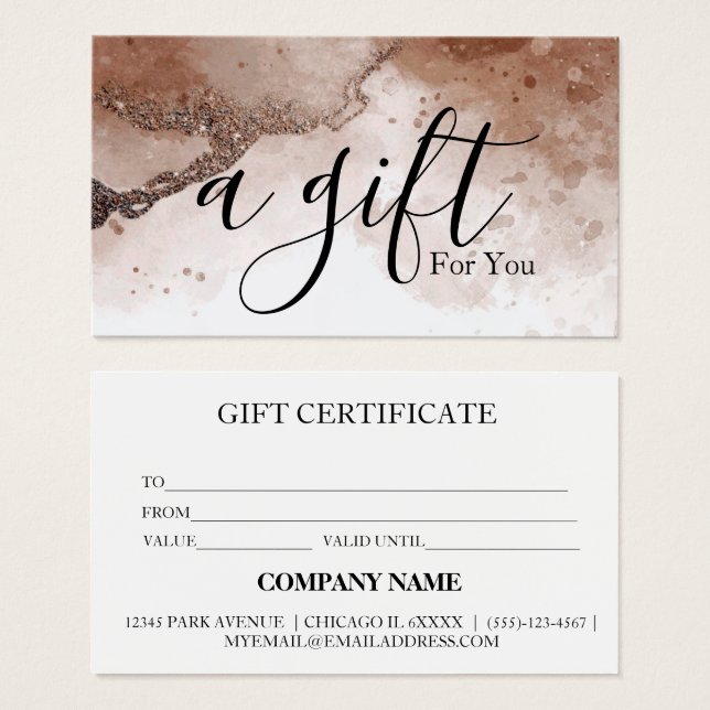 Certificat cadeau d'entreprise simple et moderne (Devant & derrière)