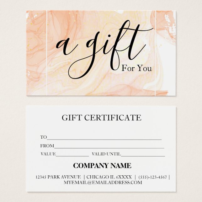 Certificat cadeau d'entreprise simple et moderne (Devant & derrière)