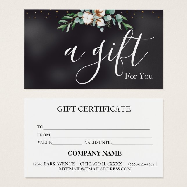 Certificat cadeau d'entreprise simple et moderne (Devant & derrière)