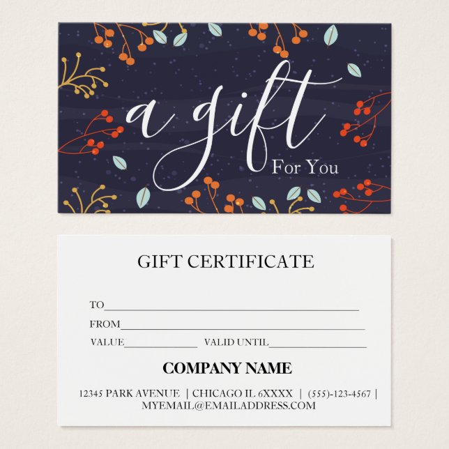 Certificat cadeau d'entreprise simple et moderne (Devant & derrière)
