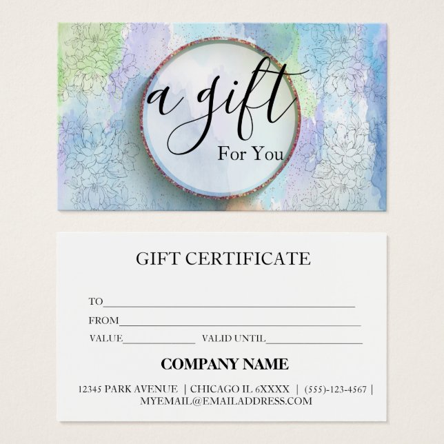 Certificat cadeau d'entreprise simple et moderne (Devant & derrière)