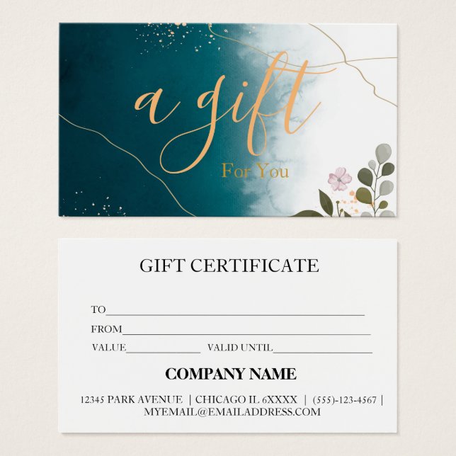 Certificat cadeau d'entreprise simple et moderne (Devant & derrière)