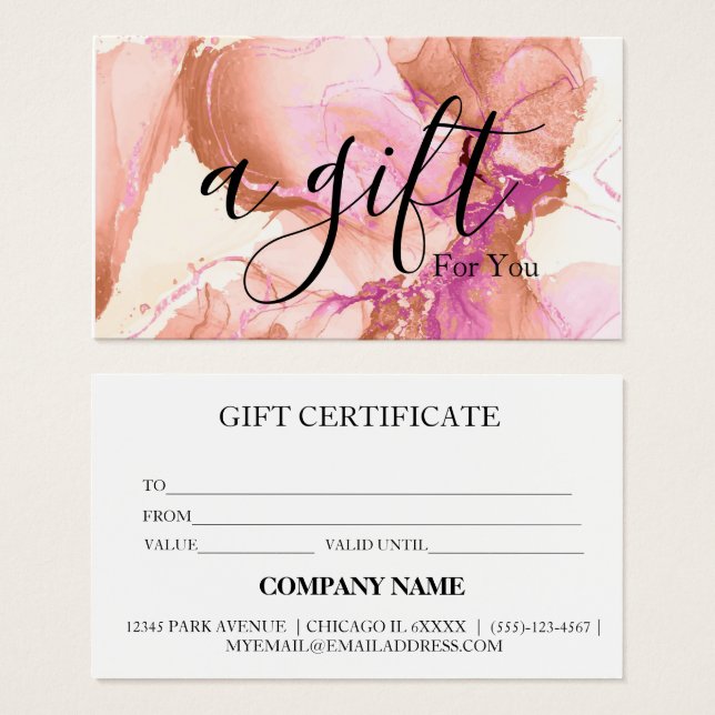 Certificat cadeau d'entreprise simple et moderne (Devant & derrière)