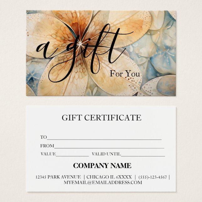 Certificat cadeau d'entreprise simple et moderne (Devant & derrière)