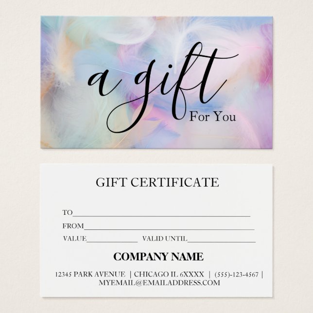 Certificat cadeau d'entreprise simple et moderne (Devant & derrière)