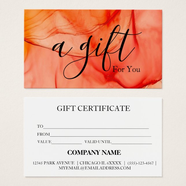 Certificat cadeau d'entreprise simple et moderne (Devant & derrière)