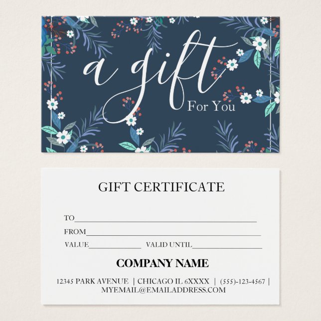 Certificat cadeau d'entreprise simple et moderne (Devant & derrière)