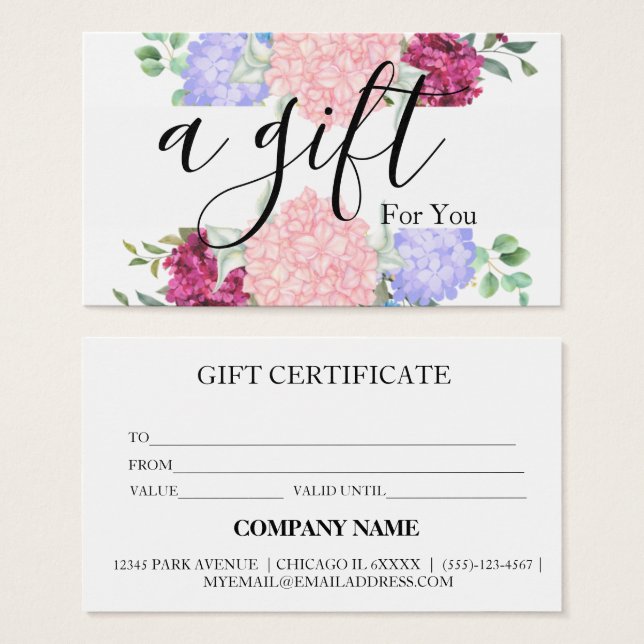 Certificat cadeau d'entreprise simple et moderne (Devant & derrière)