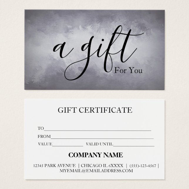 Certificat cadeau d'entreprise simple et moderne (Devant & derrière)