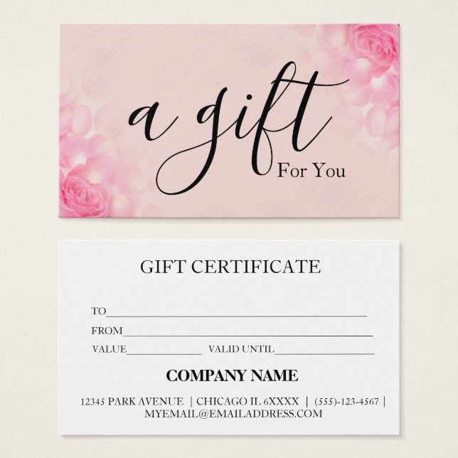 Certificat cadeau d'entreprise simple et moderne (Devant & derrière)