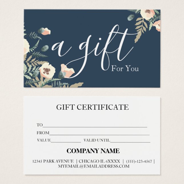 Certificat cadeau d'entreprise simple et moderne (Devant & derrière)