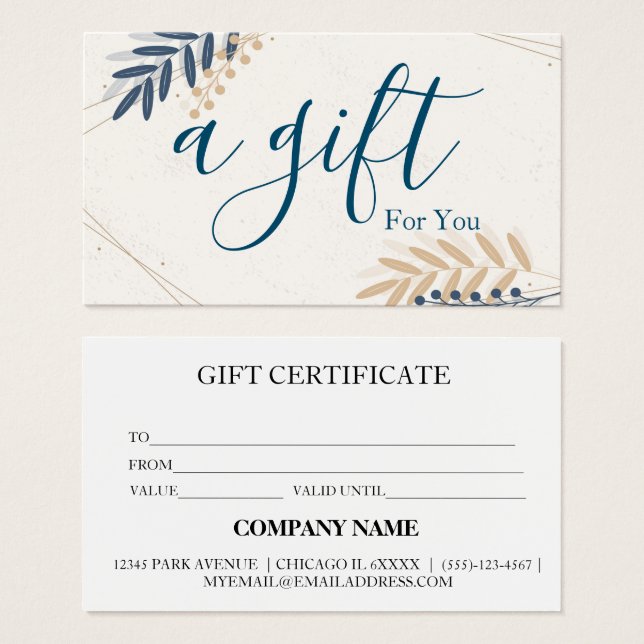 Certificat cadeau d'entreprise simple et moderne (Devant & derrière)