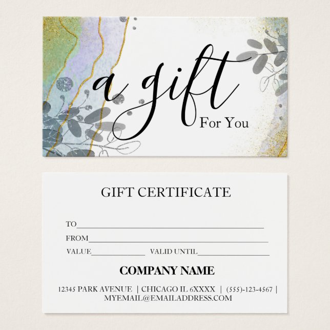 Certificat cadeau d'entreprise simple et moderne (Devant & derrière)