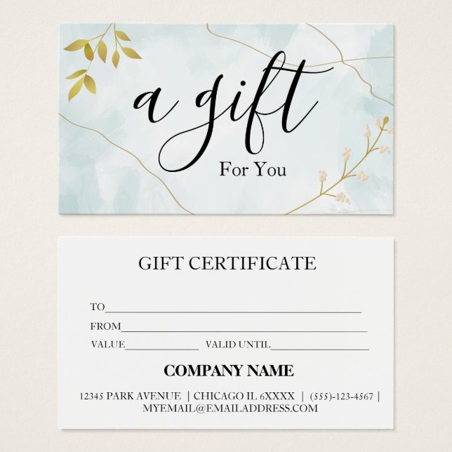 Certificat cadeau d'entreprise simple et moderne (Devant & derrière)
