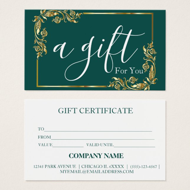 Certificat cadeau d'entreprise simple et moderne (Devant & derrière)