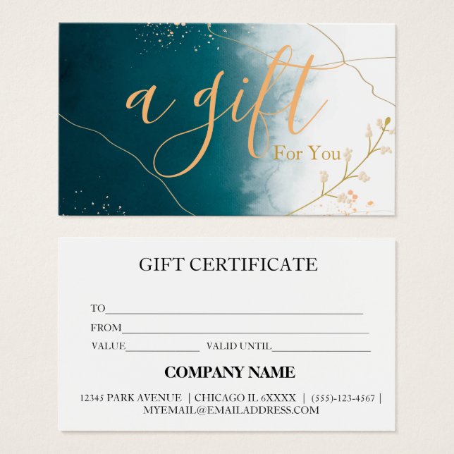 Certificat cadeau d'entreprise simple et moderne (Devant & derrière)