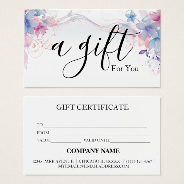 Certificat cadeau d'entreprise simple et moderne (Devant & derrière)