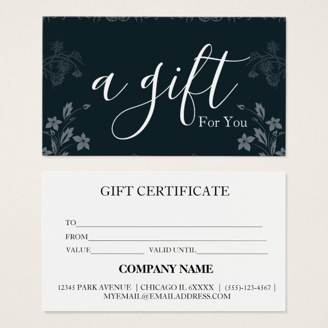 Certificat cadeau d'entreprise simple et moderne (Devant & derrière)