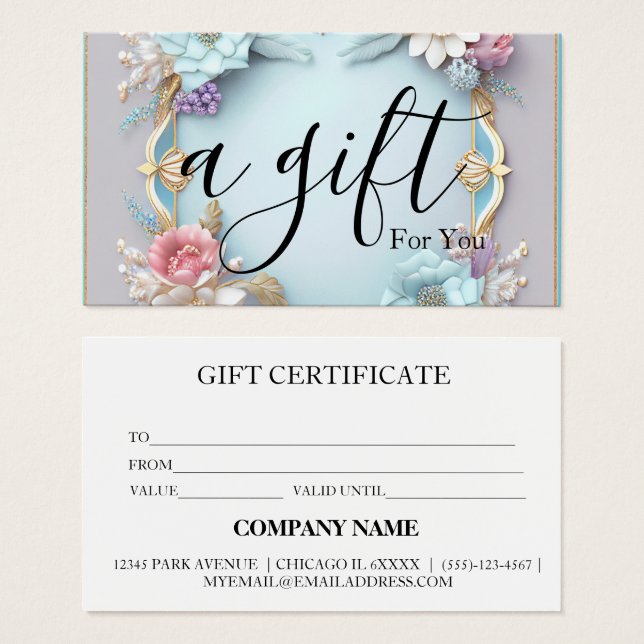 Certificat cadeau d'entreprise simple et moderne (Devant & derrière)