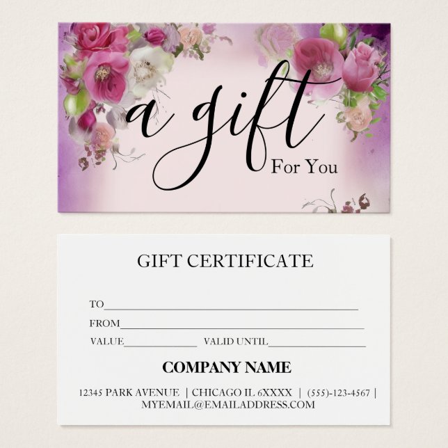 Certificat cadeau d'entreprise simple et moderne (Devant & derrière)