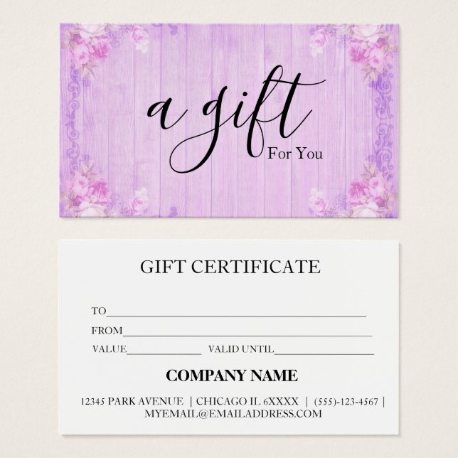 Certificat cadeau d'entreprise simple et moderne (Devant & derrière)