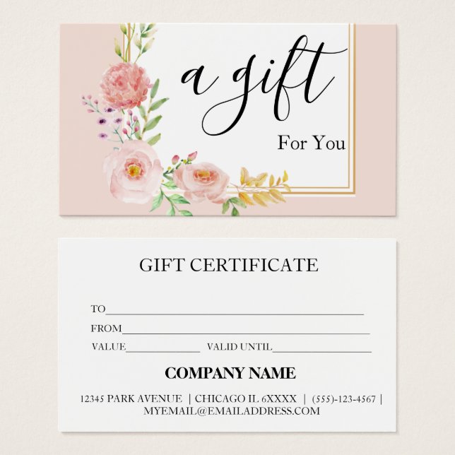 Certificat cadeau d'entreprise simple et moderne (Devant & derrière)