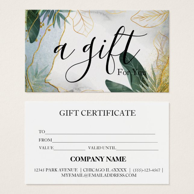 Certificat cadeau d'entreprise simple et moderne (Devant & derrière)