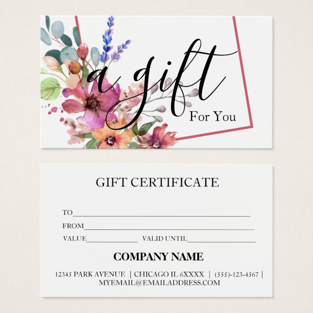 Certificat cadeau d'entreprise simple et moderne (Devant & derrière)