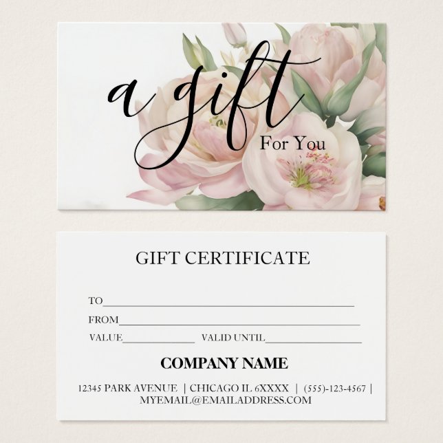 Certificat cadeau d'entreprise simple et moderne (Devant & derrière)