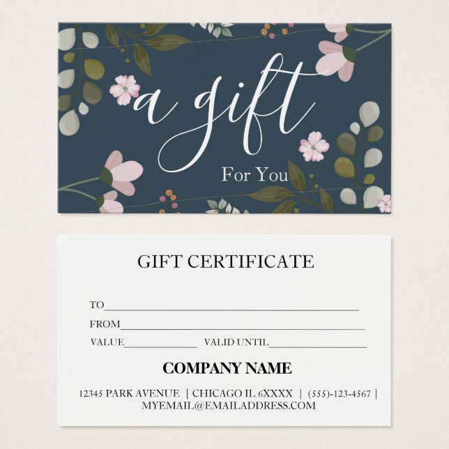 Certificat cadeau d'entreprise simple et moderne (Devant & derrière)