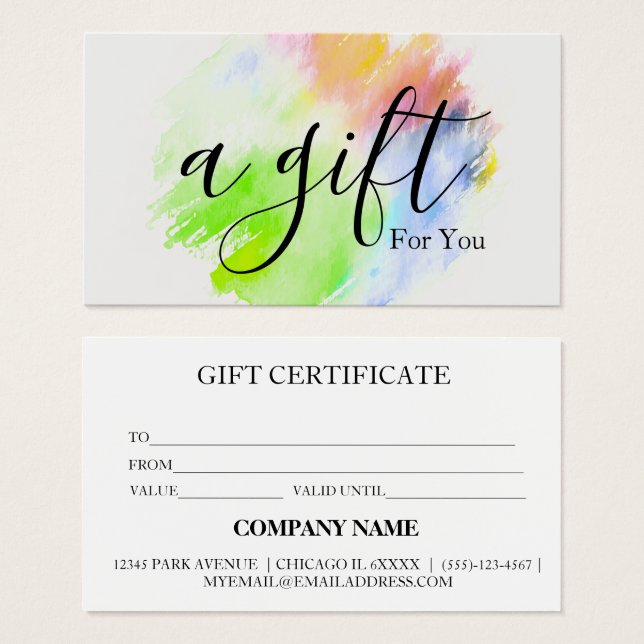 Certificat cadeau d'entreprise simple et moderne (Devant & derrière)