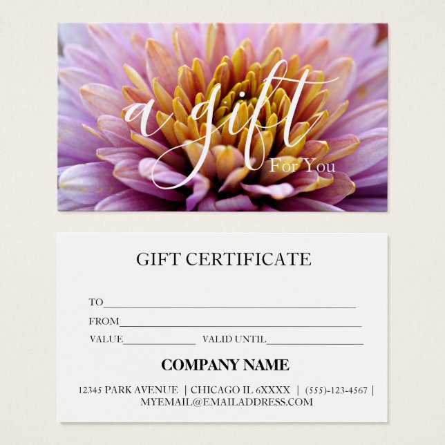 Certificat cadeau d'entreprise simple et moderne (Devant & derrière)