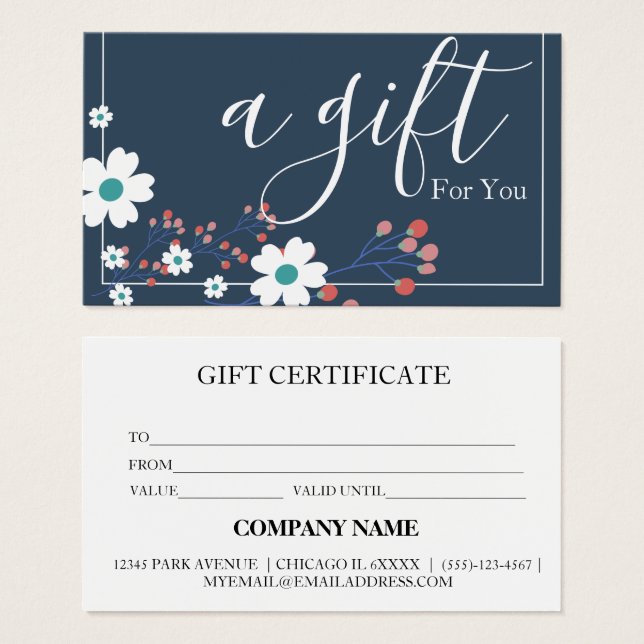 Certificat cadeau d'entreprise simple et moderne (Devant & derrière)