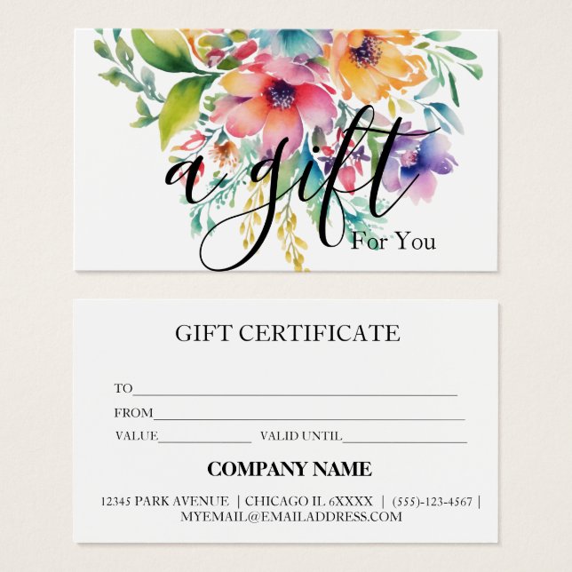 Certificat cadeau d'entreprise simple et moderne (Devant & derrière)